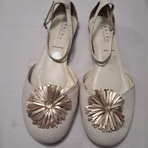 A.G. Giraudon Kaju Leather Flat With Fringe Pom